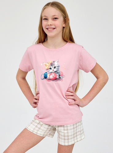Pijama fete Cornette Kitty bumbac mânecă scurtă pantaloni scurți