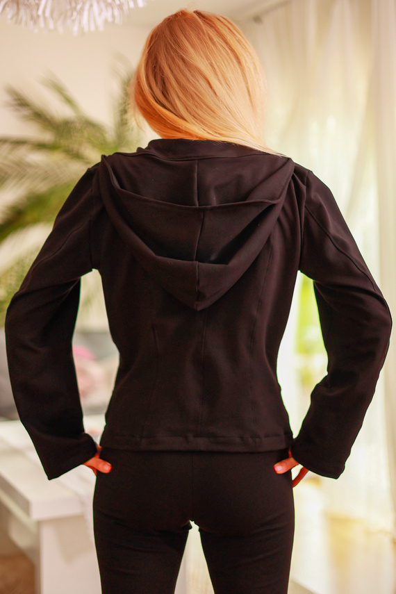 Adela - geaca dama cu gluga, 95% bumbac 5% elastan | Marca poloneză Mirale - negru