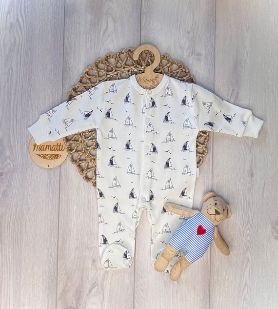 Salopetă bebe Mamatti PA16040 Nave – salopetă din bumbac pentru nou-născut