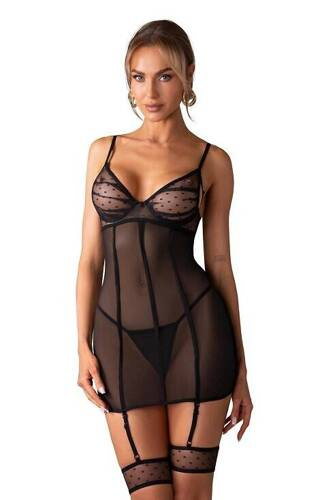 Tricou dama Nuites Chemise Obsessive - negru