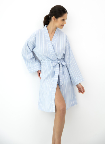 Asteria Sensis halat kimono din bumbac albastru cu dungi