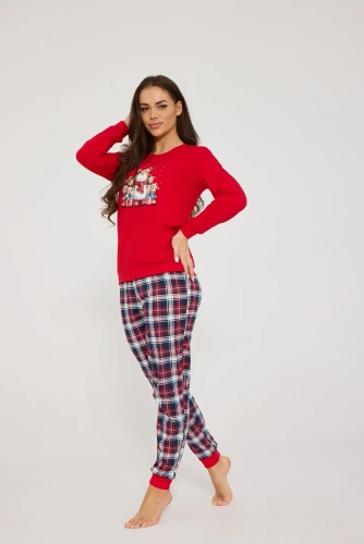 Cornette Family 671/480 pijama damă de Crăciun cu ursuleț 100% bumbac