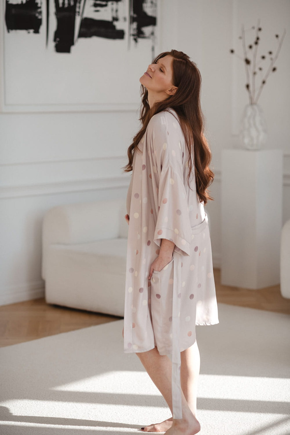 Halat de baie din bambus de maternitate Milk&Love cu buline