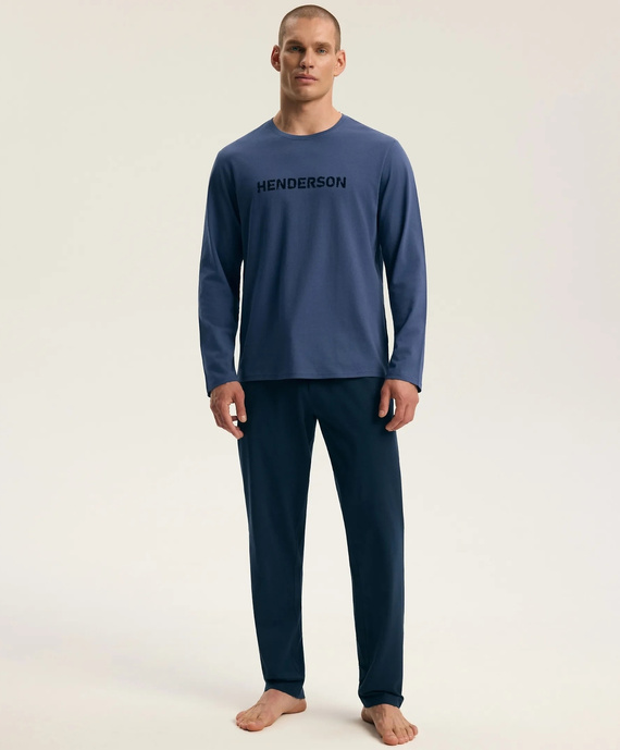 Henderson Flock 45491 Pijamale bărbați lungi Steel Blue 100% bumbac