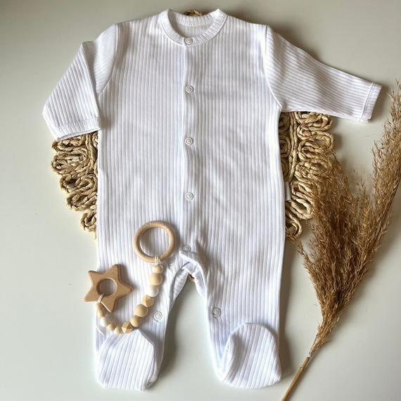 PA093 Salopeta pentru bebelusi cu dungi Mamatti - alb