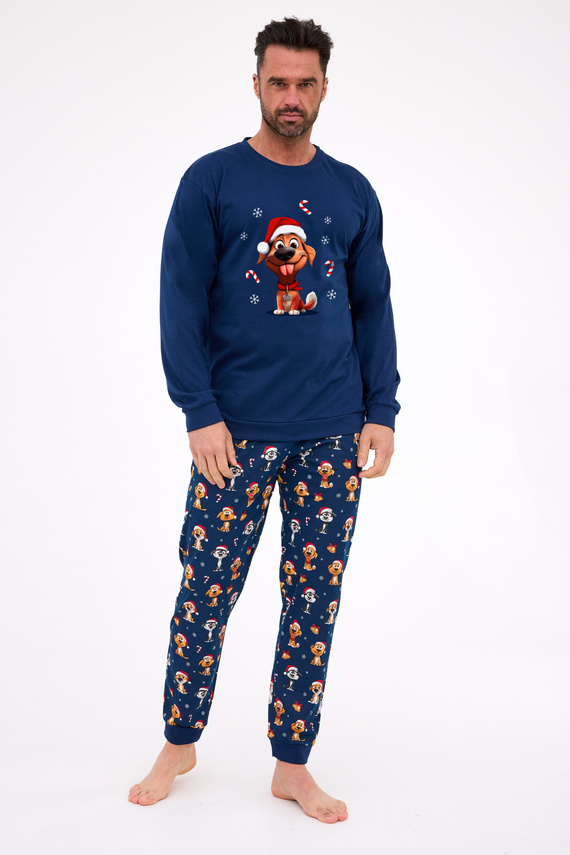 Pijamale bărbătești Dog Cornette 115/294 – Crăciun, bleumarin, bumbac
