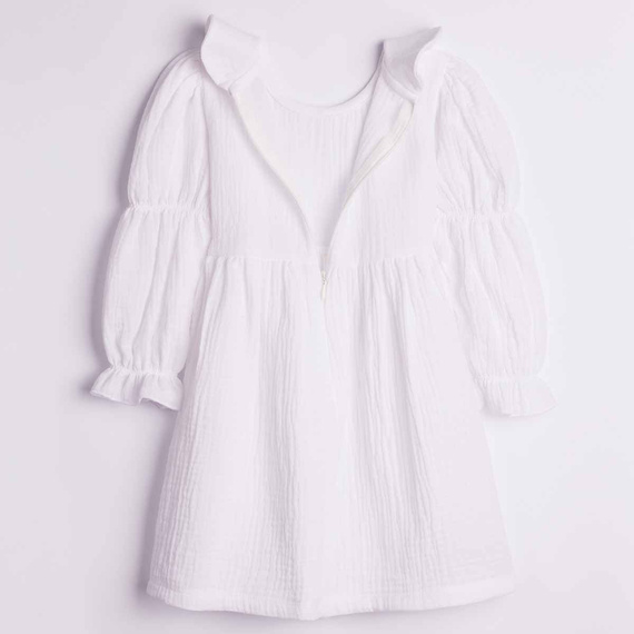 Rochie pentru fete Nicol 224285 din mușelin 100% bumbac, mânecă lungă