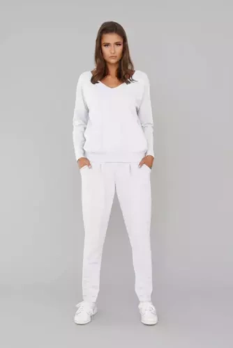 Karina Ladies set cu mânecă lungă, pantaloni Italian Fashion - alb