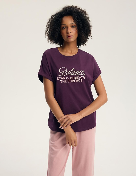Henderson Galla 45445 Pijamale damă 100% bumbac Pantaloni lungi violet-roz prăfuit