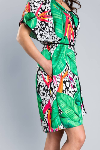 Halat de baie din satin pentru femei DORITA Italian Fashion- print/green