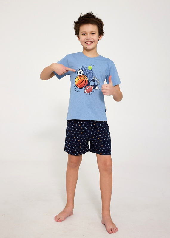 Pijama băieți Cornette Young Boy 790/126 Sport din bumbac albastră