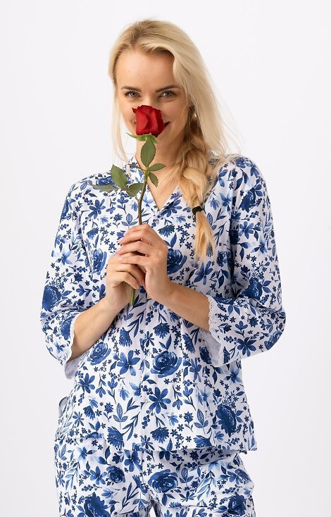 Pijamale dama LNS 521 Key - alb-bleumarin