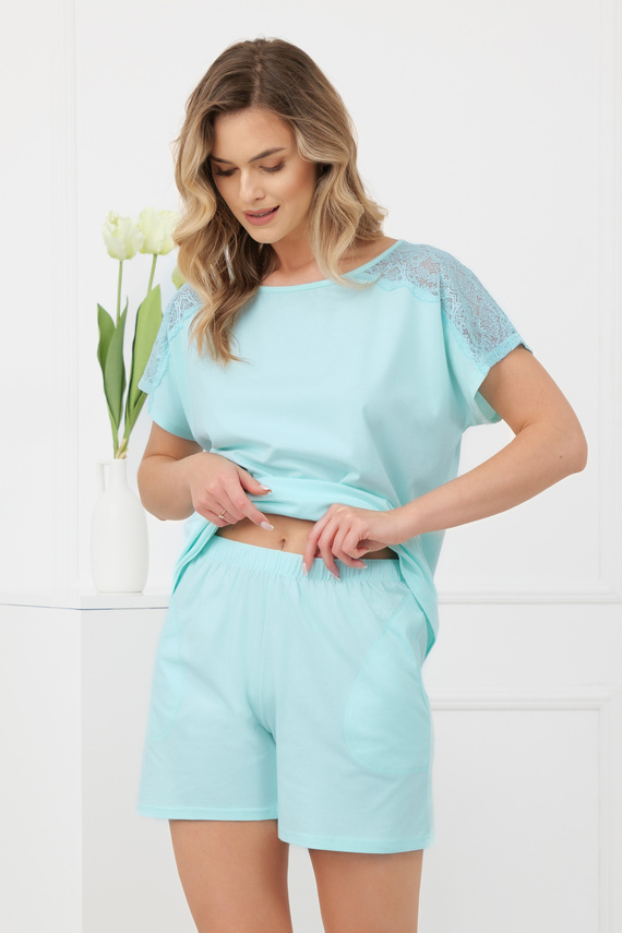 Pijama damă Sensual Italian Fashion bumbac dantelă șort