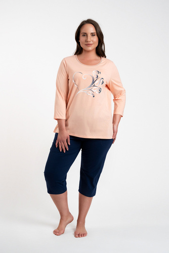 Arietta Pijama de damă cu mâneci 3/4 și pantaloni 3/4 Italian Fashion - somon 