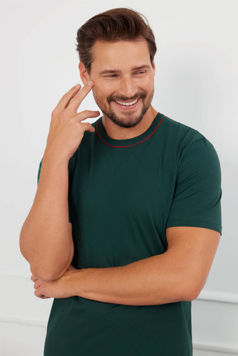 Fogo Pijama cu mânecă scurtă pentru bărbați, pantaloni scurți Italian Fashion - verde/print