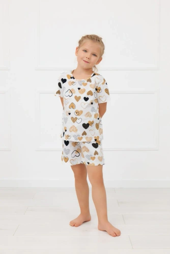 Pijama fetițe Ariela Italian Fashion – bumbac, mânecă scurtă, pantaloni scurți