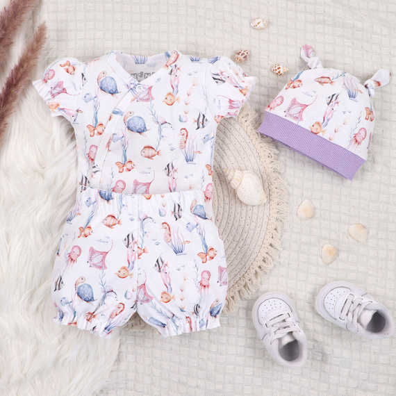 ABN-5489 Underwater World Nini pantaloni scurți pentru bebeluși – bumbac organic, pentru fete