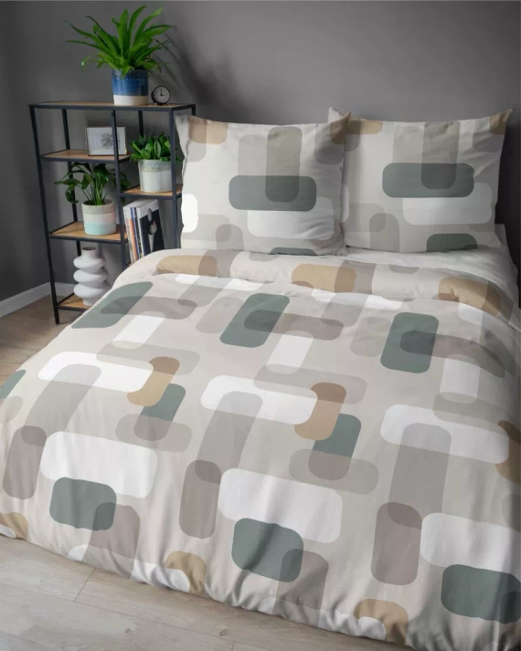 5487 A Detexpol Satin Stories lenjerie de pat din satin, gri | 100% bumbac, țesătură din satin, fermoar, ambalaj cadou