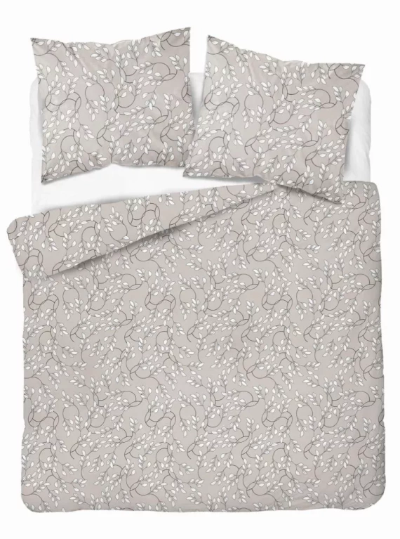 5217 B Lenjerie de pat din satin, frunze fine, bej Detexpol