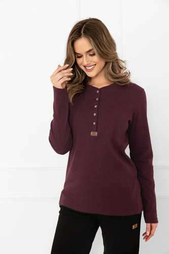 Bluză de damă Gordo Italian Fashion, culoare vișinie – Clasică, bumbac, mânecă lungă