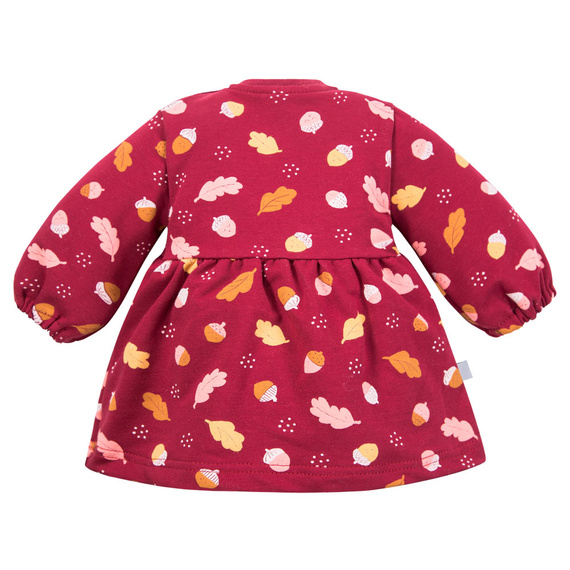 Rochie pentru bebelusi Fluffy Tails Eevi – visiniu, bumbac, maneca lunga