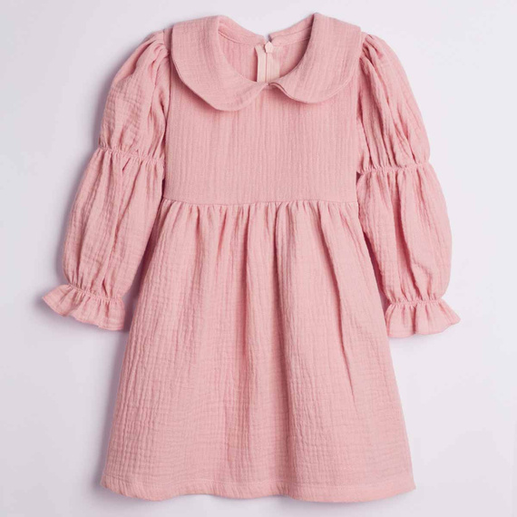 Rochie pentru fete Nicol 224286 din mușelin 100% bumbac, mânecă lungă
