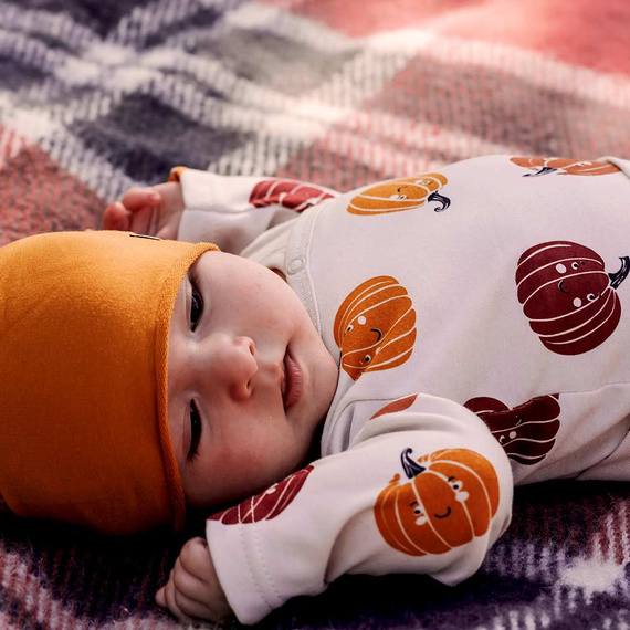 Body pentru bebeluși Eevi Halloween – ecru, dovleci, bumbac