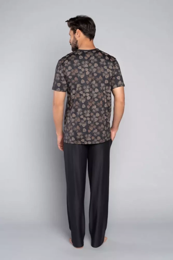 Pinus Pijamale pentru bărbați cu mânecă scurtă, pantaloni lungi Italian Fashion- print/grafite