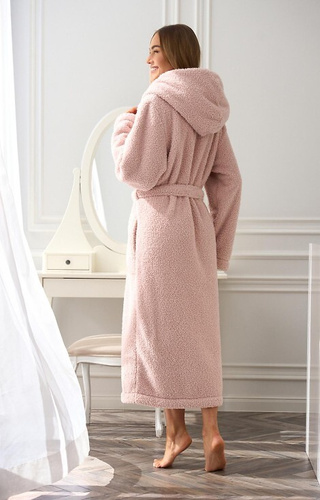 Halat de baie lung cu glugă pentru femei 2556 Heaven L&amp;L - roz pudrat