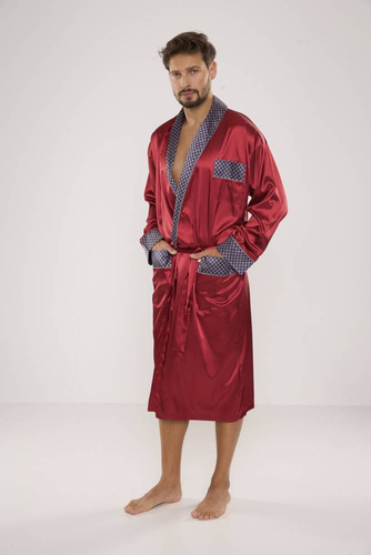 940 Halat de baie din satin pentru bărbați Forex - maro