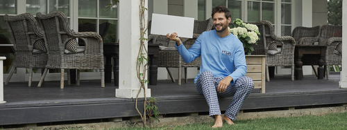 Jaromir Bărbați cu mânecă lungă, pantaloni lungi Italian Fashion - albastru/print