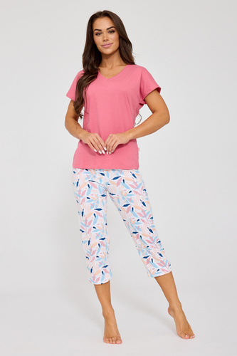 Set pijamale pentru femei Louisa 2 Cornette 372/472 – bumbac, mâneci scurte și pantaloni 3/4