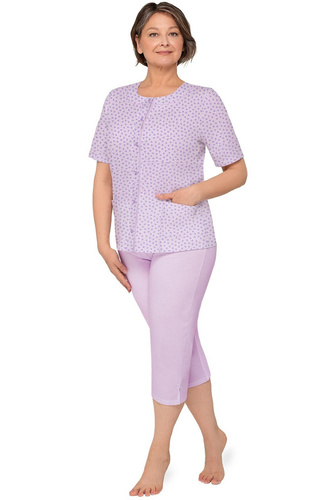 Pijamale damă Martel Maria I 200 cu nasturi, 100% bumbac, mânecă scurtă, culoare lavandă 28