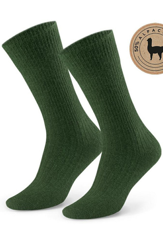 Șosete damă Steven ART.044 Alpaca 50% lână, călduroase, cu dungi - 11 verde