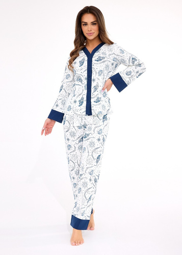 Pijamale dama 514/443 Amber CORNETTE – bumbac, maneci lungi, nasturi