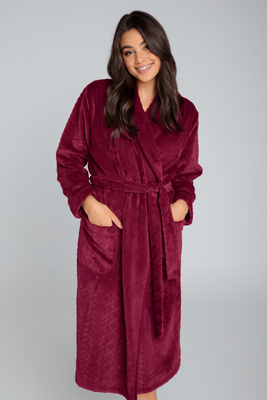 Halat din fleece pentru femei Bona Italian Fashion - maro