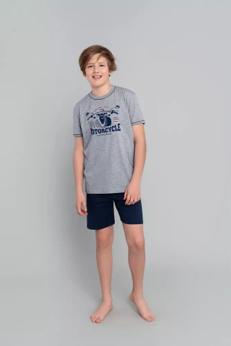 Gibson Boys' pijamale cu mânecă scurtă, pantaloni Italian Fashion- melange