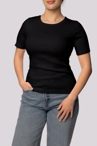 Tricou cu dungi Mona pentru damă, negru