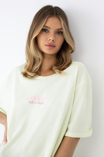 Cămașă de noapte Savanna Sensis lime bumbac lejeră și comodă