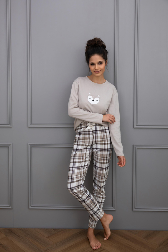 Pijamale Tinsley Sensis pentru femei - bumbac, lungi, în carouri