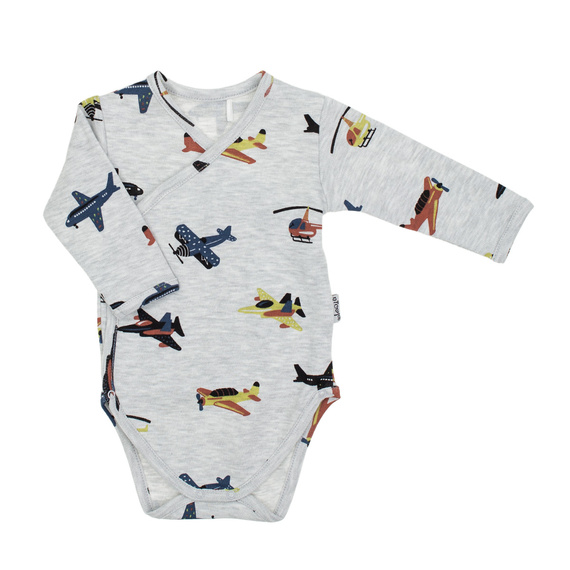 219094 Body bebelus din bumbac cu maneca lunga Willy Nicol - body confortabil cu modele de avion