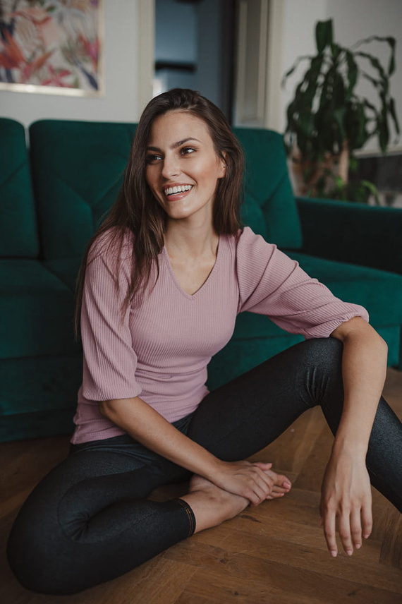 Bluză gravide și alăptare Milk&Love Milky Puff reiat mâneci bufante