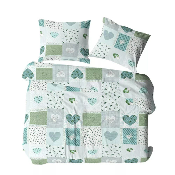 1111N Bielawa KARO lenjerie de pat coaja turcoaz | 100% bumbac, nasturi, greutate 140 g/m²