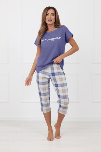 Pijama damă Rima Italian Fashion 100% bumbac mânecă scurtă 3/4