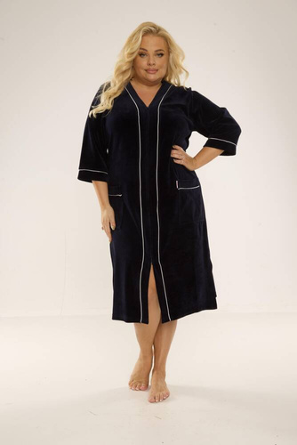 974 / 352 Velour Halat de damă Forex - albastru marin