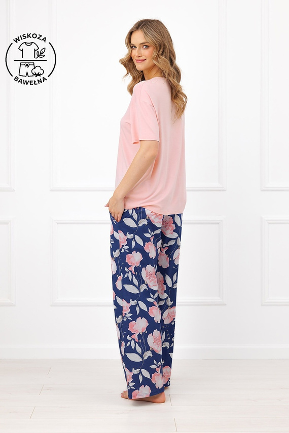 Pijamale damă Italian Fashion Ardizja, vâscoză, bumbac, imprimeu floral, lungă