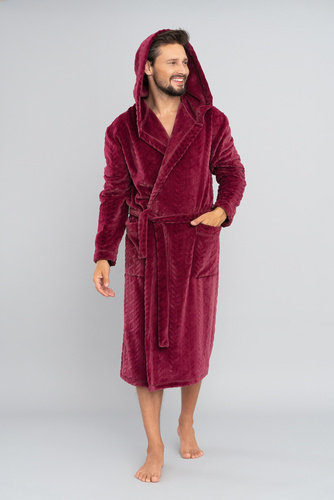 Zygmunt Halat de baie pentru bărbați cu glugă Italian Fashion- burgundy 