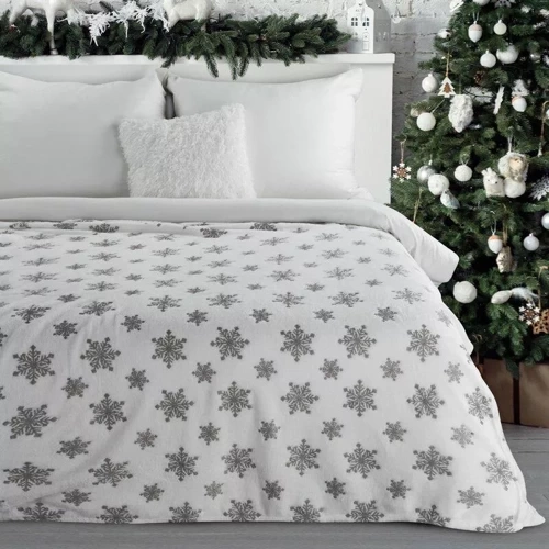 Pătură de Crăciun Blink cu stele Eurofirany, argintie