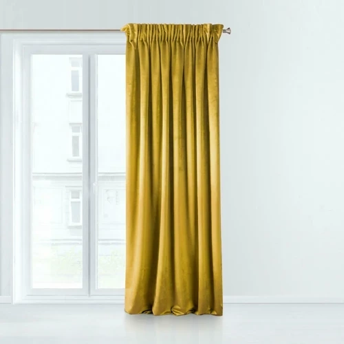 Perdeau de catifea Taylor gata pe bandă Design91 muștar