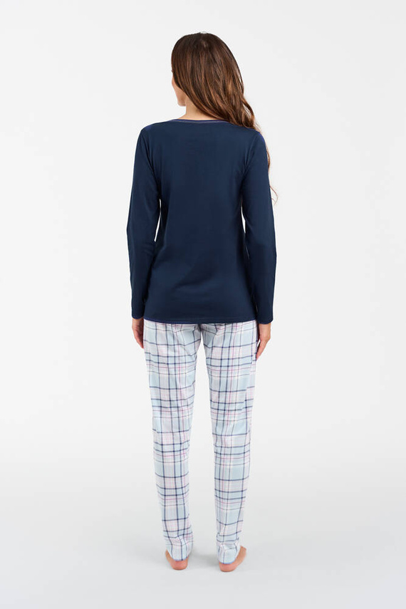 Glamour Pijama de damă cu mânecă lungă și pantaloni lungi Italian Fashion - albastru navy/print